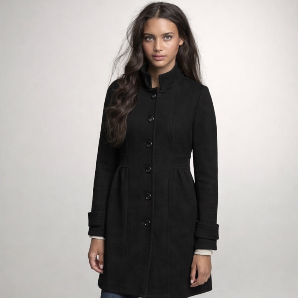 J. Crew womens black wool double cloth Colettea coat size 8T tall jacket Italy